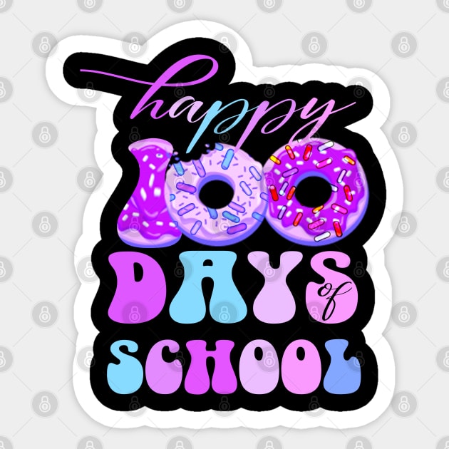 100th days of school Funny pink groovy donuts kindergarten Teachers Sticker by NIKA13